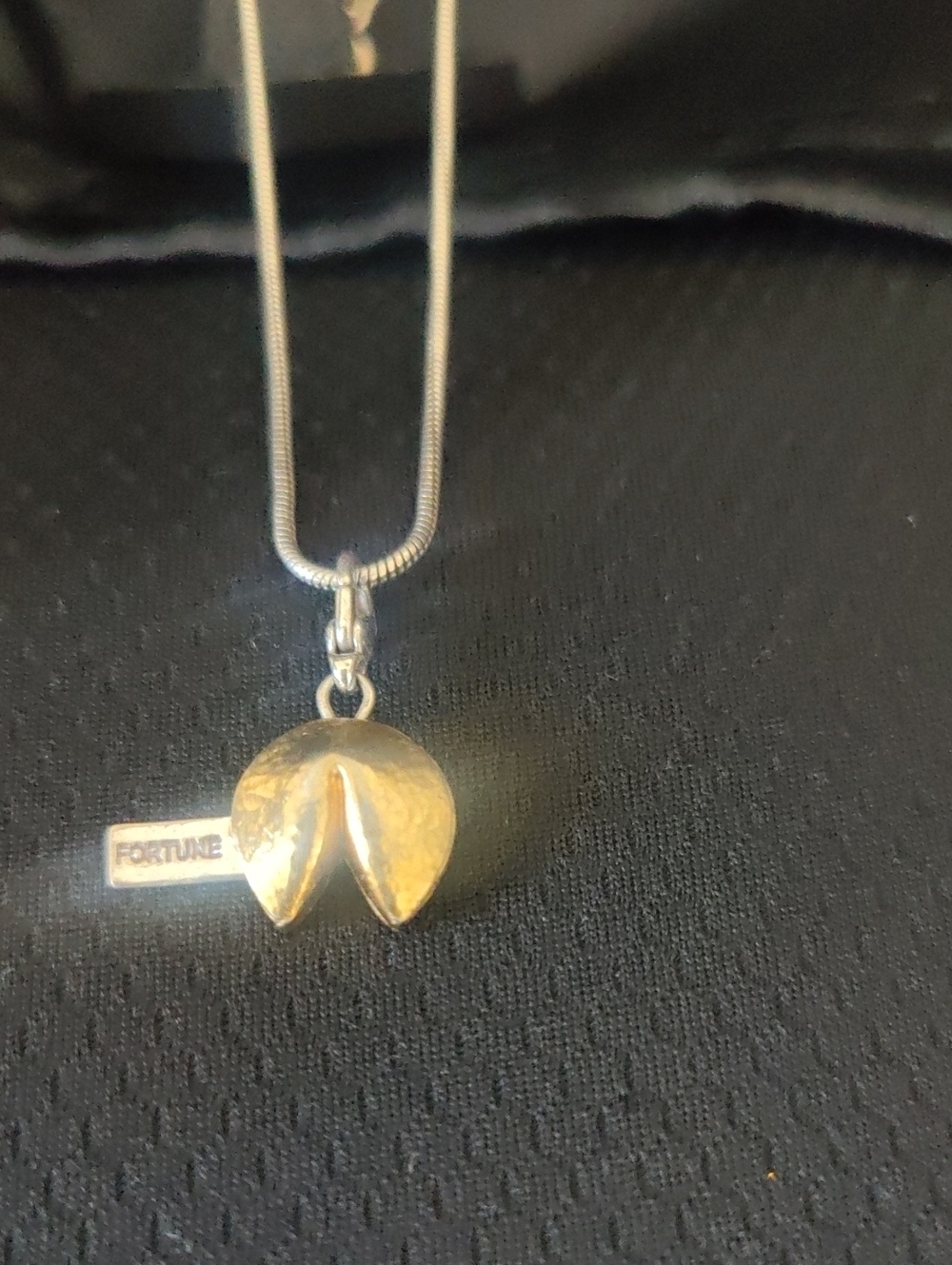 Brighton Lucky Fortune Cookie Necklace • Two‑Tone Silver/Gold • 18” Adjustable